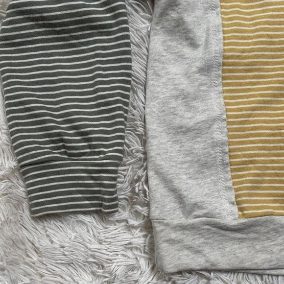 🎉HP🎉 Hem & Thread Striped Terry Hoodie 💗 Mustard Sage Green & Gray - Picture 9 of 16